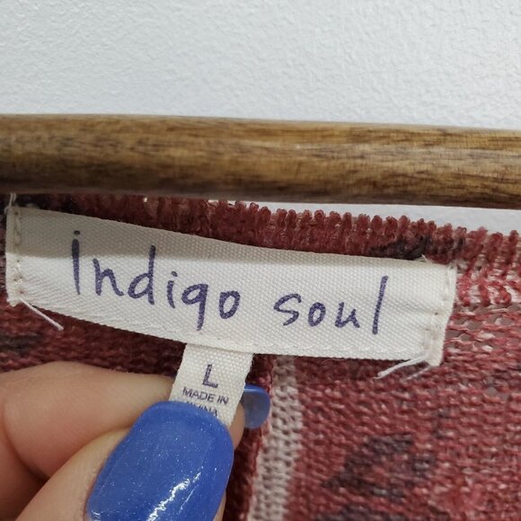 Indigo Soul Womens Paisley Tunic Top Size L Gold Rust V-Neck Asymmetric Hem - Picture 11 of 16